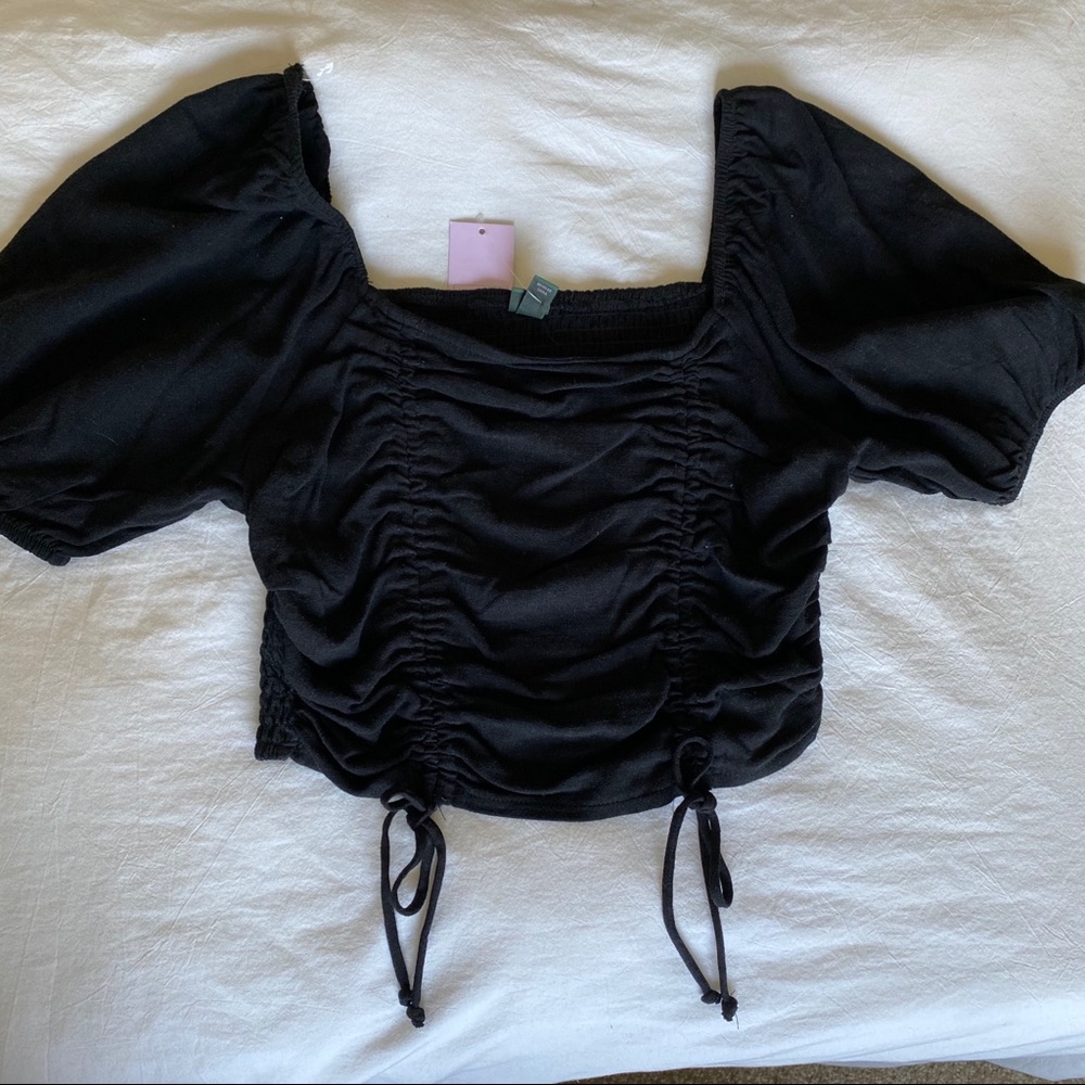 Black Ruched Crop Top